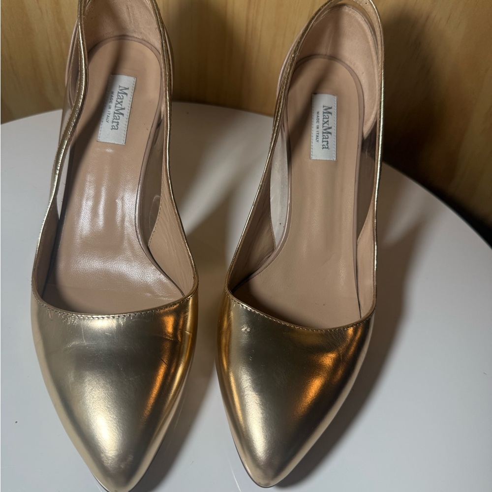 MaxMara Shiny Gold Heels